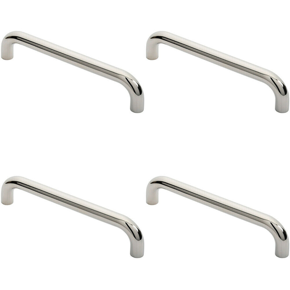 4x Round D Bar Pull Handle 325 x 25mm 300mm Fixing Centres Bright Steel