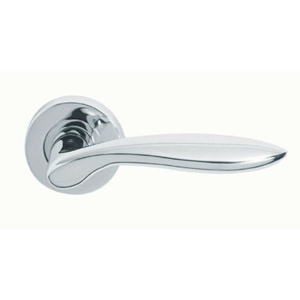 PAIR Smooth Ergonomic Handle on Round Rose Concealed Fix Polished Chrome