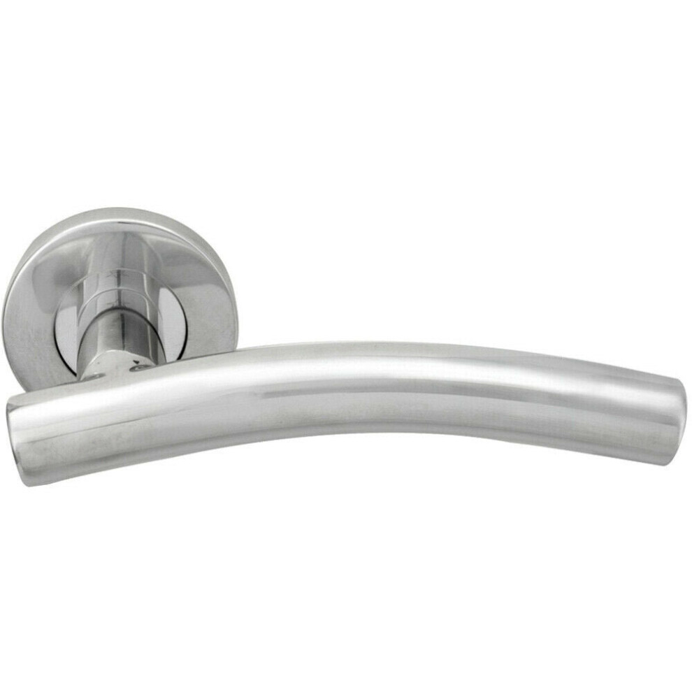 Loops Pair Arched Round Bar Handle On Round Rose Concealed Fix Polished Steel