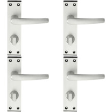 4x PAIR Straight Handle on Bathroom Backplate 152 x 38mm Satin Aluminium