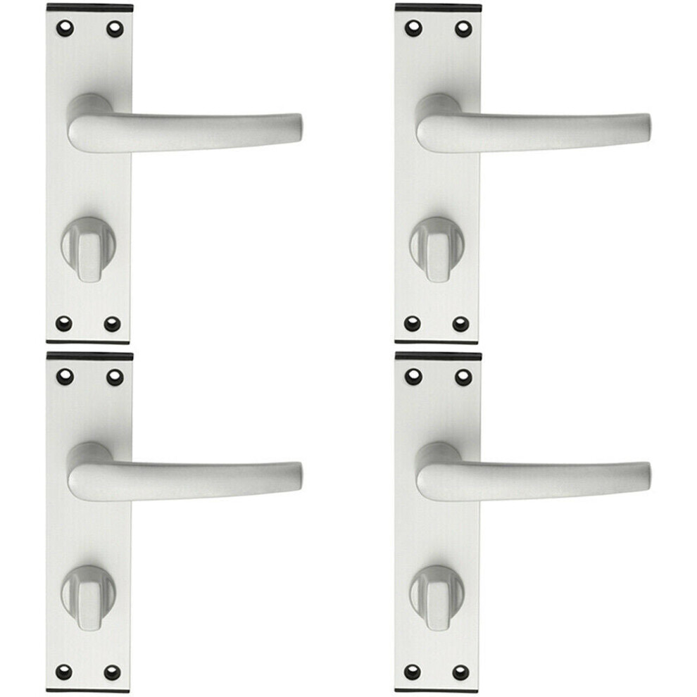 4X Pair Straight Handle On Bathroom Backplate 152 X 38Mm Satin Aluminium