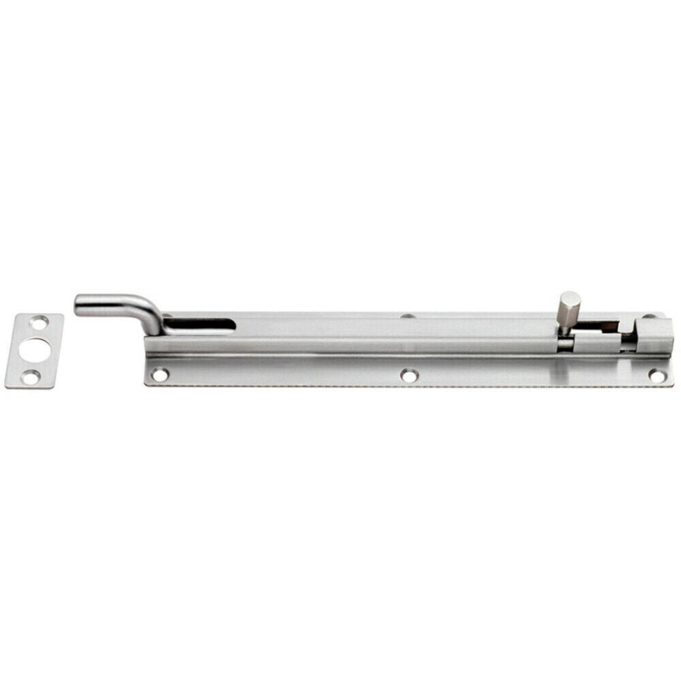Loops Cranked Barrel Surface Mounted Door Bolt Lock 200 X 38Mm Satin Stainless Steel