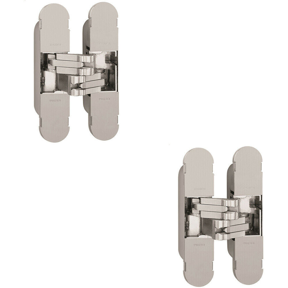 2x 100 x 22mm Adjustable Medium Duty Concealed Hinge Bright Nickel Internal Door