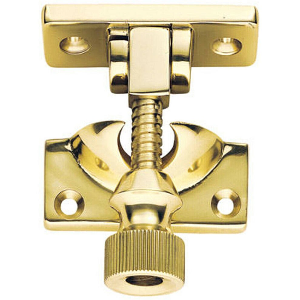 Brighton Pattern Sprung Sash Fastener 60 X 25Mm Fixing Plate Polished Brass