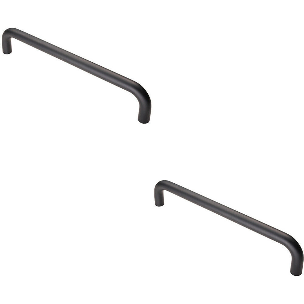 Loops Black 2X Round D Bar Pull Handle 319 X 19Mm 300Mm Fixing Centres Matt Size 2