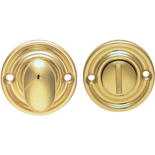 Loops Reeded Design Thumbturn Lock And Release Handle 42mm Dia Polished Brass