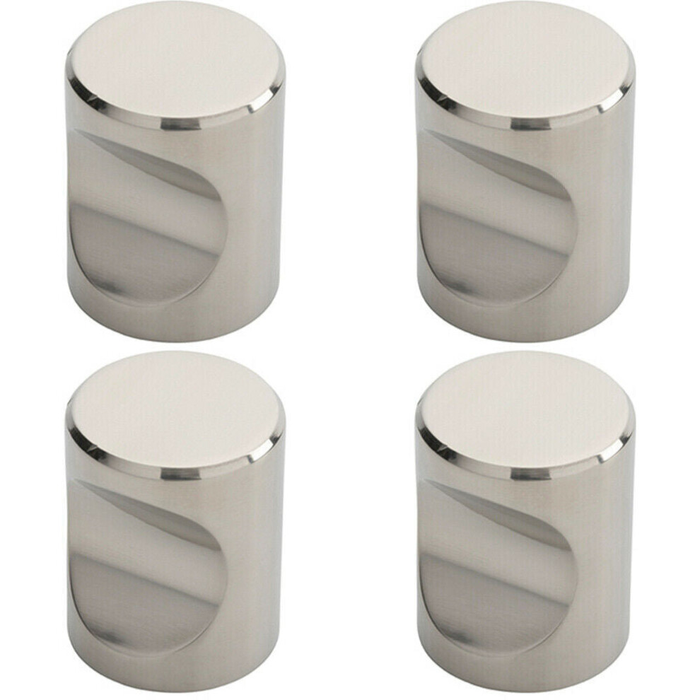 4x Cylindrical Cupboard Door Knob 30mm Diameter Polished Stainless Steel Handle