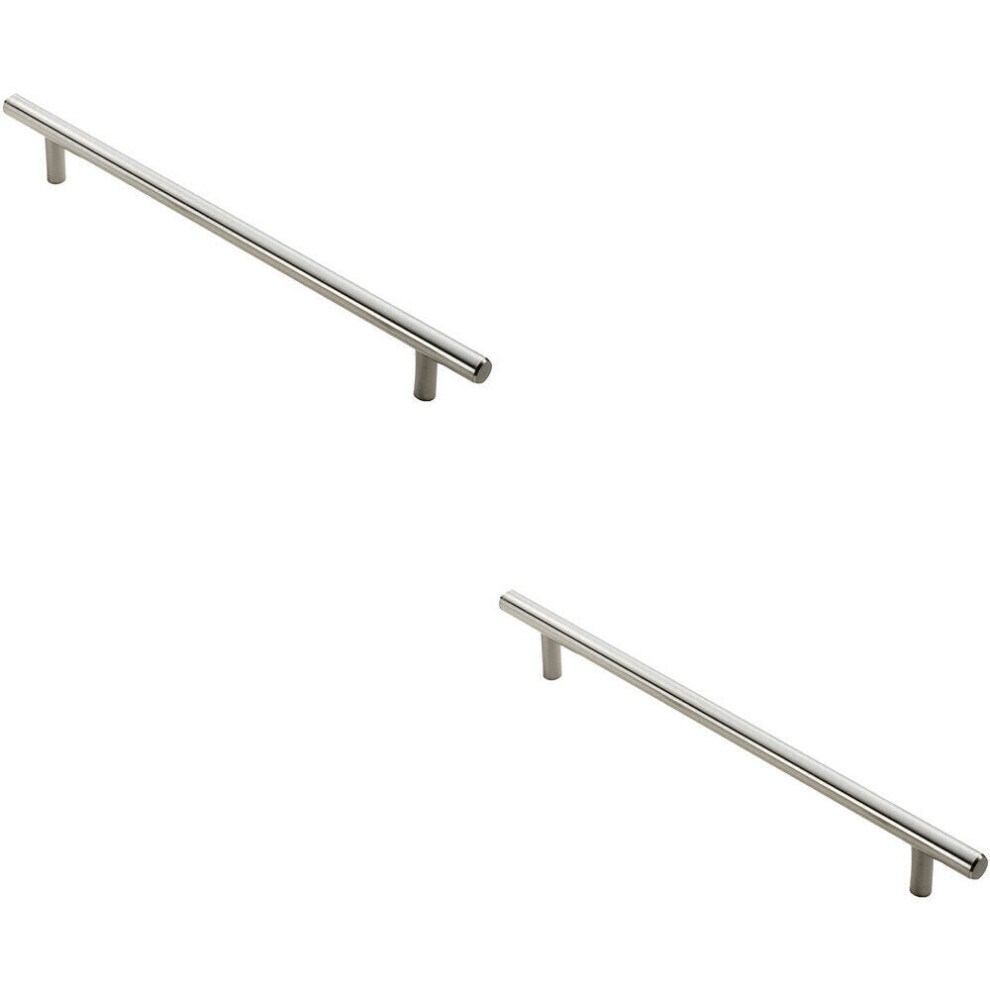 2x Round T Bar Cabinet Pull Handle 1084 x 12mm 1024mm Fixing Centres Nickel-image-OPC-P8WKY5H-NEW