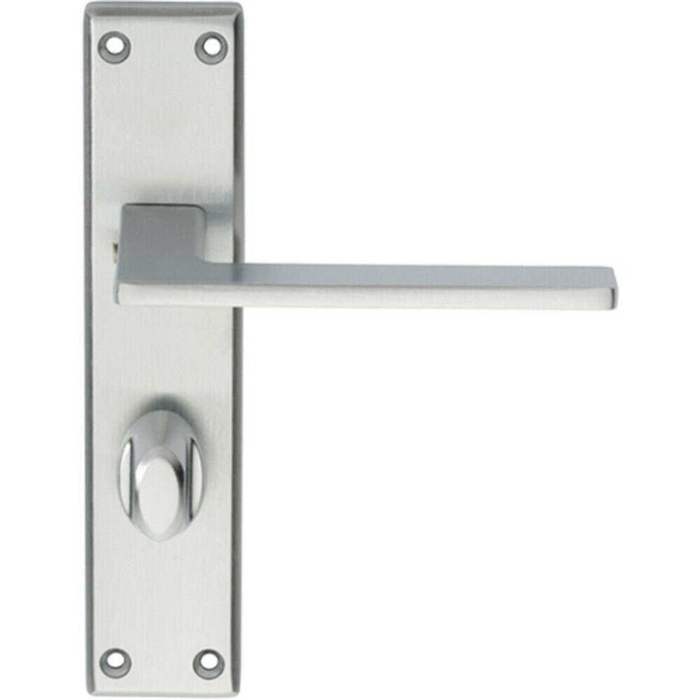 Flat Straight Lever on Bathroom Backplate Handle 180 x 40mm Satin Chrome