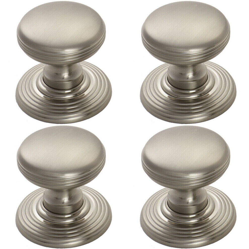 4x Smooth Ringed Cupboard Door Knob 28mm Dia Satin Nickel Cabinet Handle