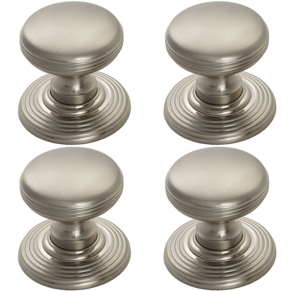 Loops 4X Smooth Ringed Cupboard Door Knob 28Mm Dia Satin Nickel Cabinet Handle