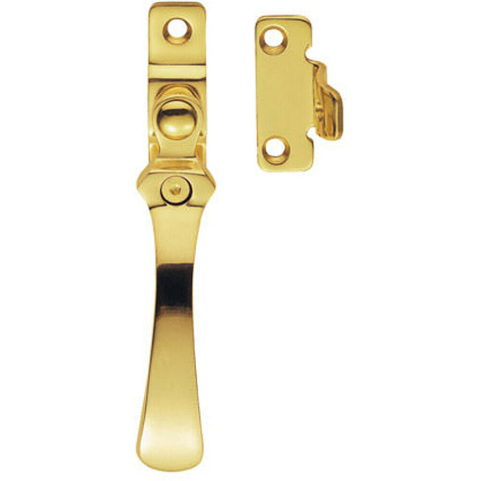 Lockable Victorian Casement Window Fastener 57 X 13Mm Polished Brass