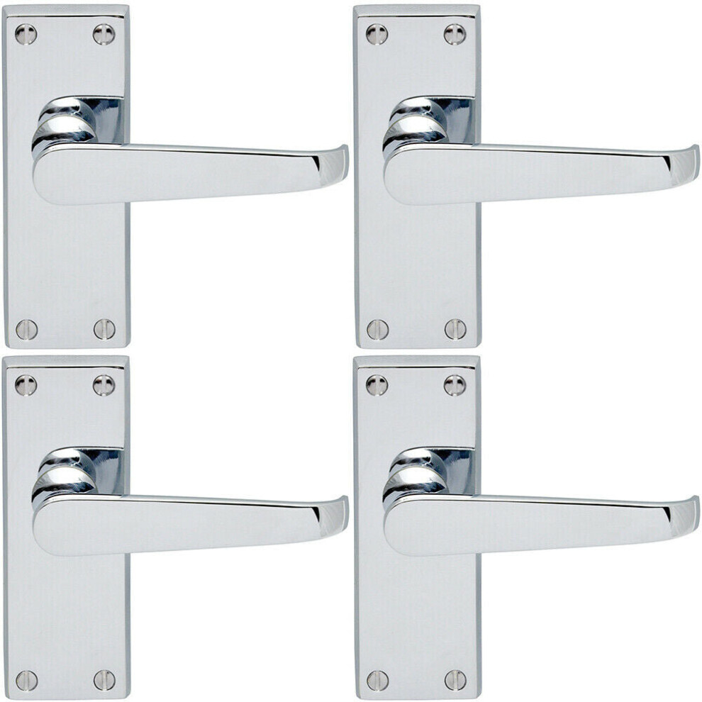 New Loops 4X Straight Victorian Lever On Rectangular Latch Backplate Handle Chrome Door-Handle-Backplate-Internal-Latch-Hardware