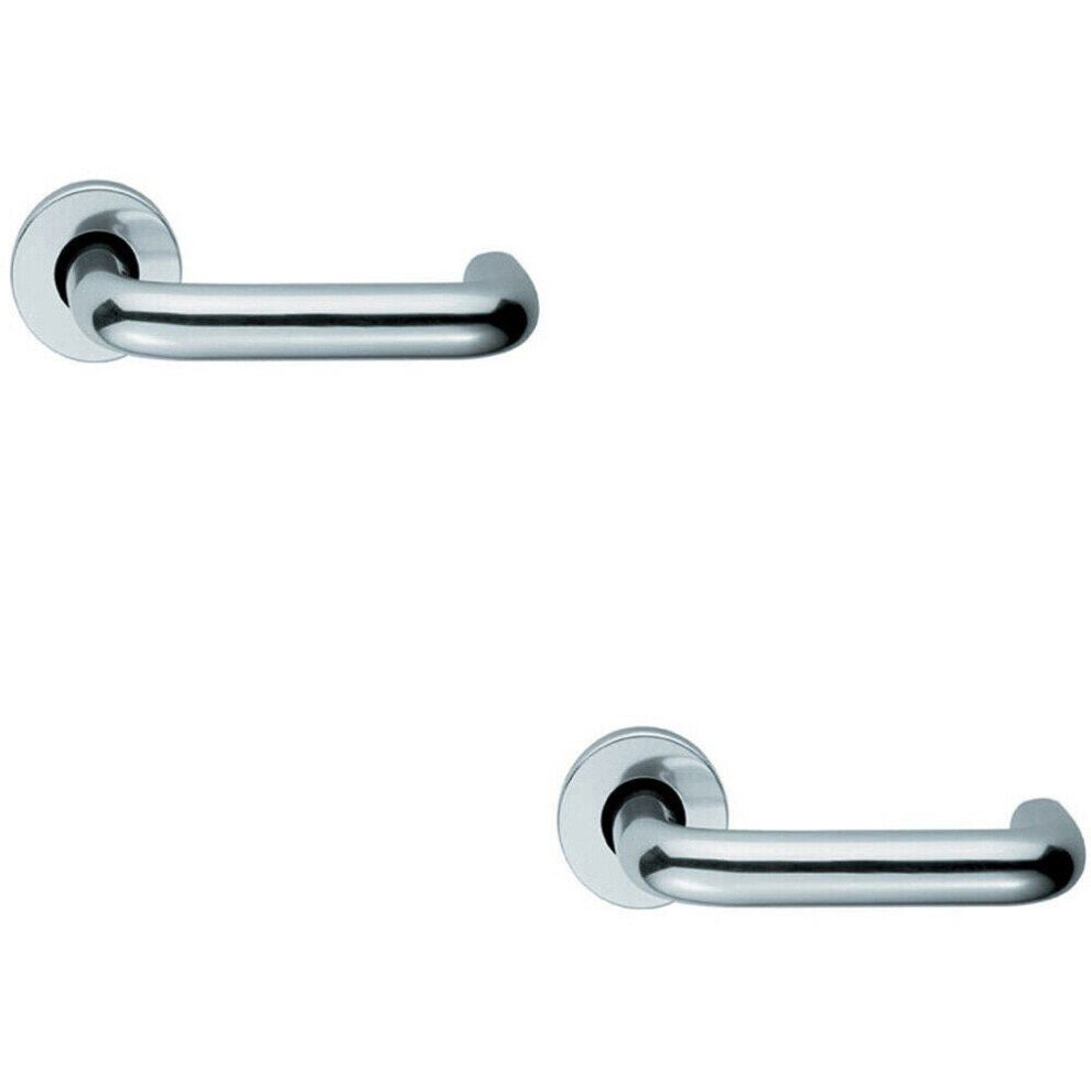 2x PAIR 19mm Round Bar Safety Lever Concealed Fix Round Rose Polished Aluminium