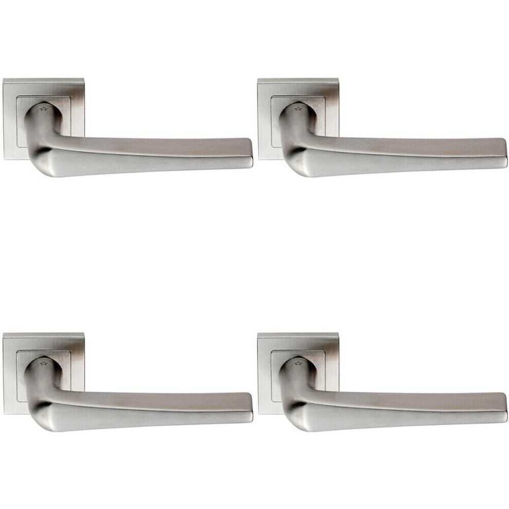 4X Pair Square Cut Tapered Handle On Square Rose Concealed Fix Satin Steel 5056524207932
