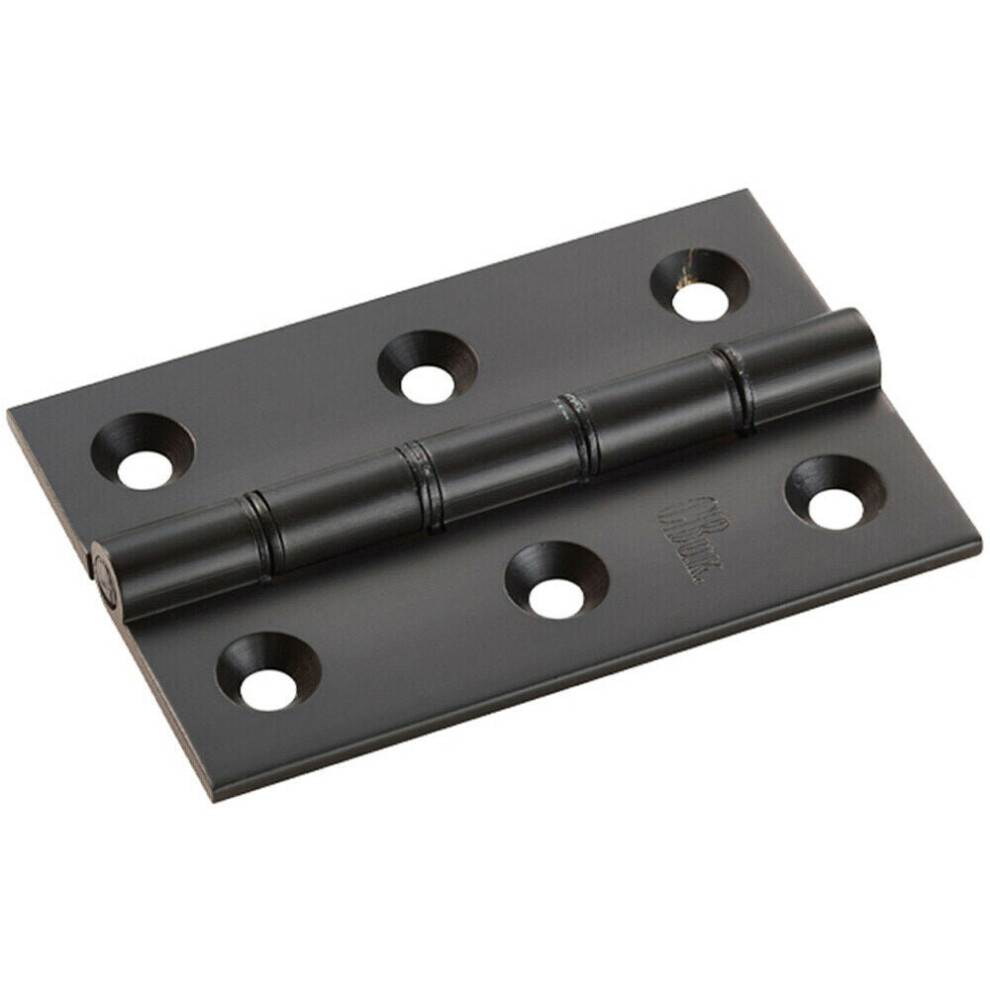 PAIR 76 x 50 x 2.5mm Brass Washered Butt Hinge Matt Black Internal Door