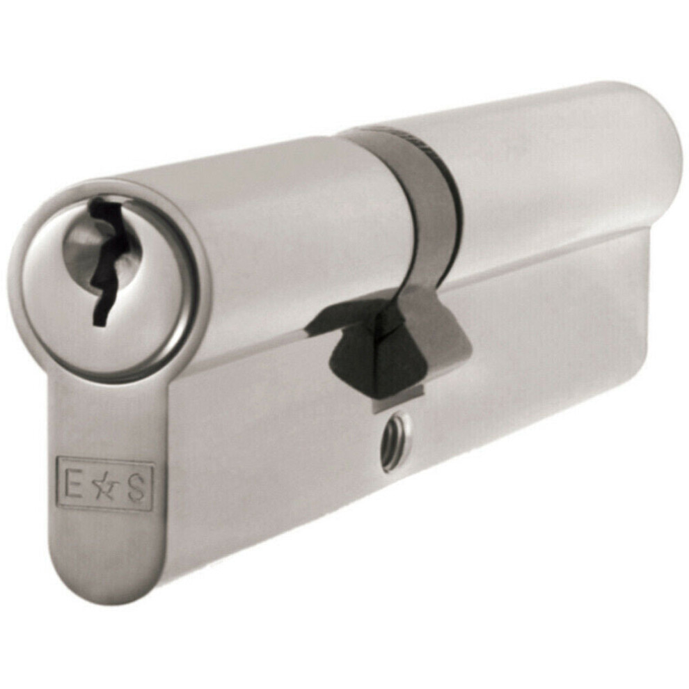 40/60mm Offset EURO Double Cylinder Lock Keyed to Differ 5 Pin Satin Chrome