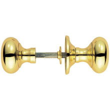 PAIR Large Mushroom Rimmed Mortice Door Knob 53mm Diameter Polished Brass