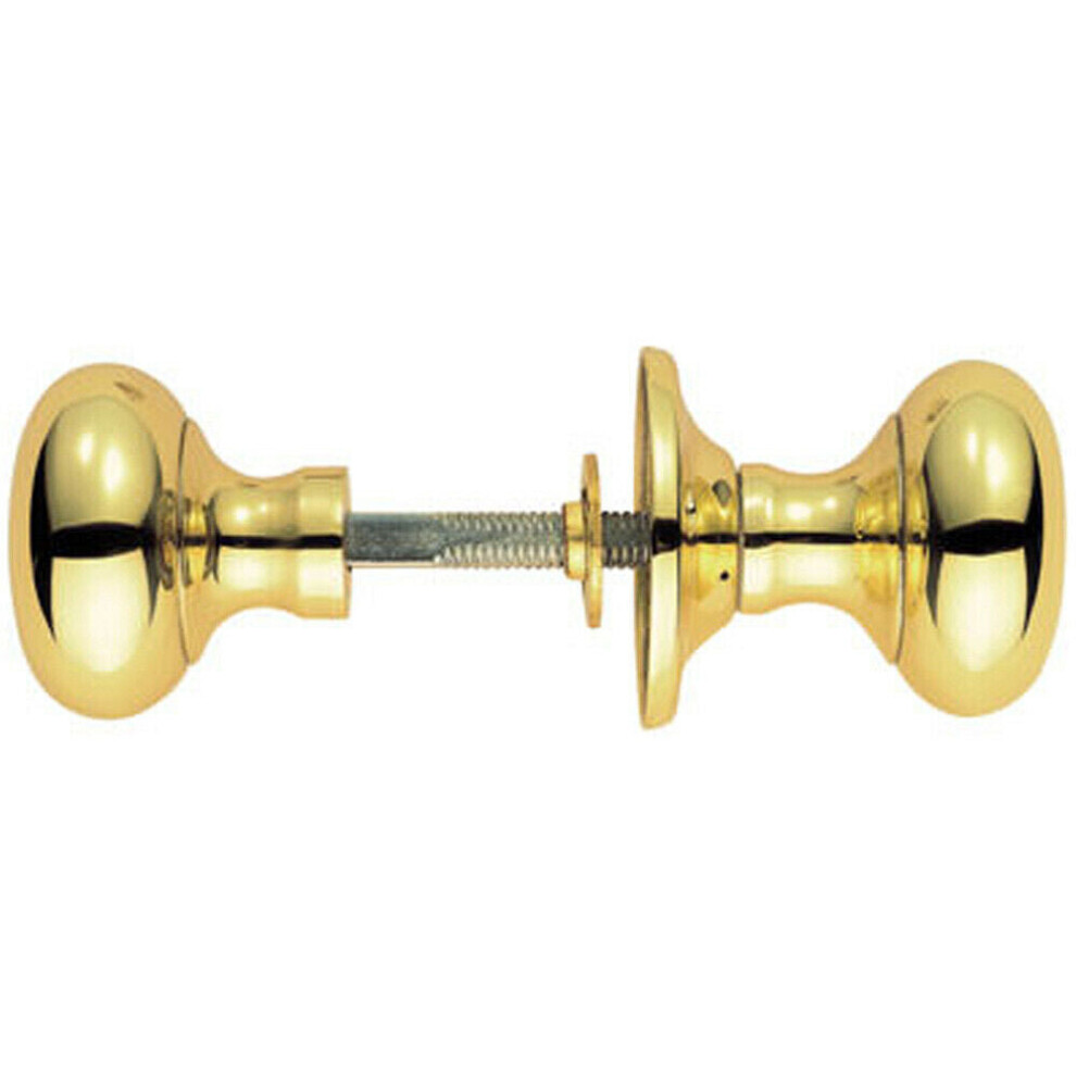 Pair Large Mushroom Rimmed Mortice Door Knob 53Mm Diameter Polished Brass 5056492579079