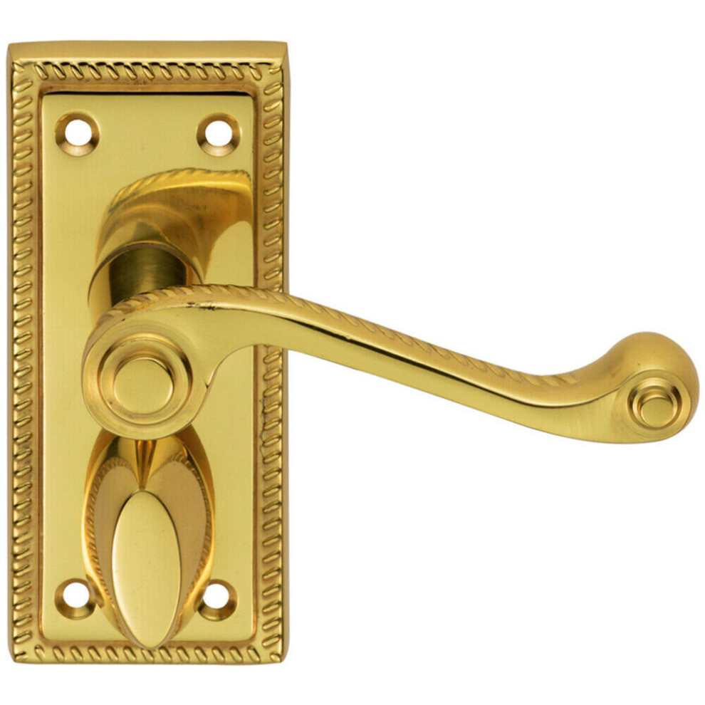Pair Reeded Design Scroll Lever On Bathroom Backplate 112 X 48Mm Polished Brass 5056492579208