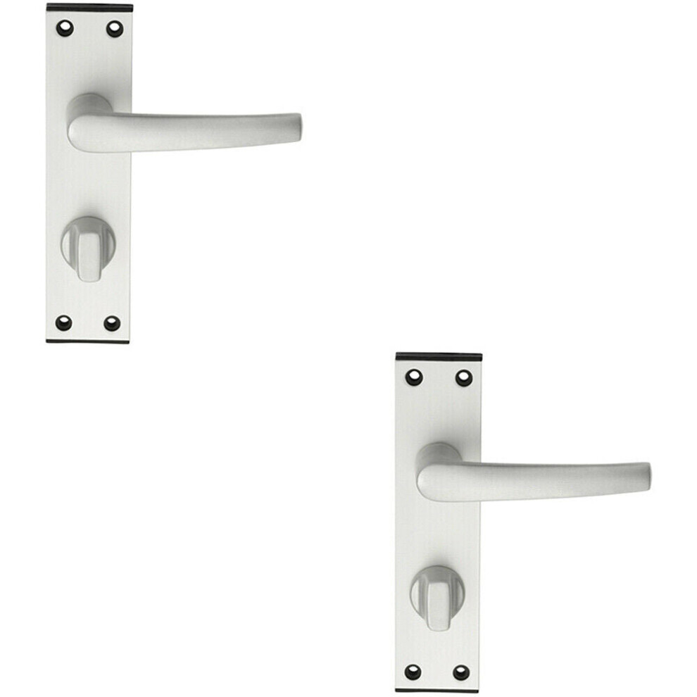 2X Pair Straight Handle On Bathroom Backplate 152 X 38Mm Satin Aluminium
