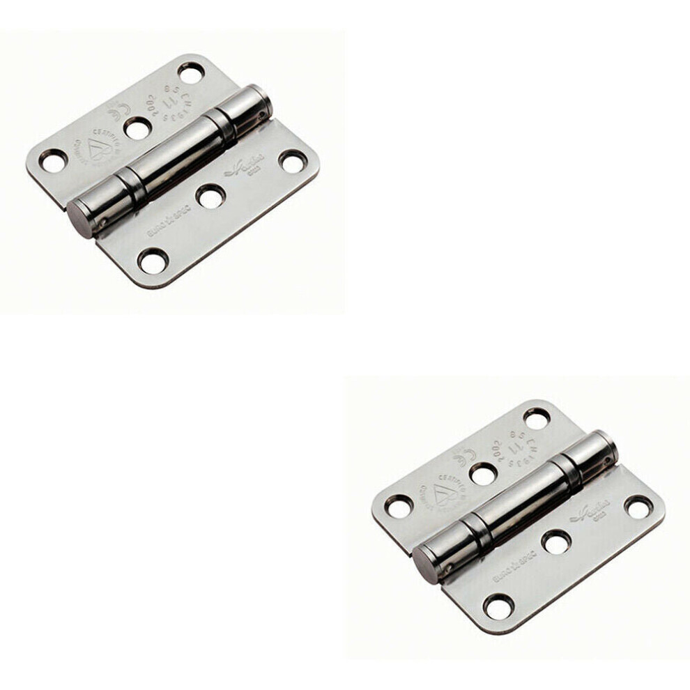 2x PAIR 76 x 67 x 2.5mm Ball Bearing Hinge Bright Stainless Steel Interior Door