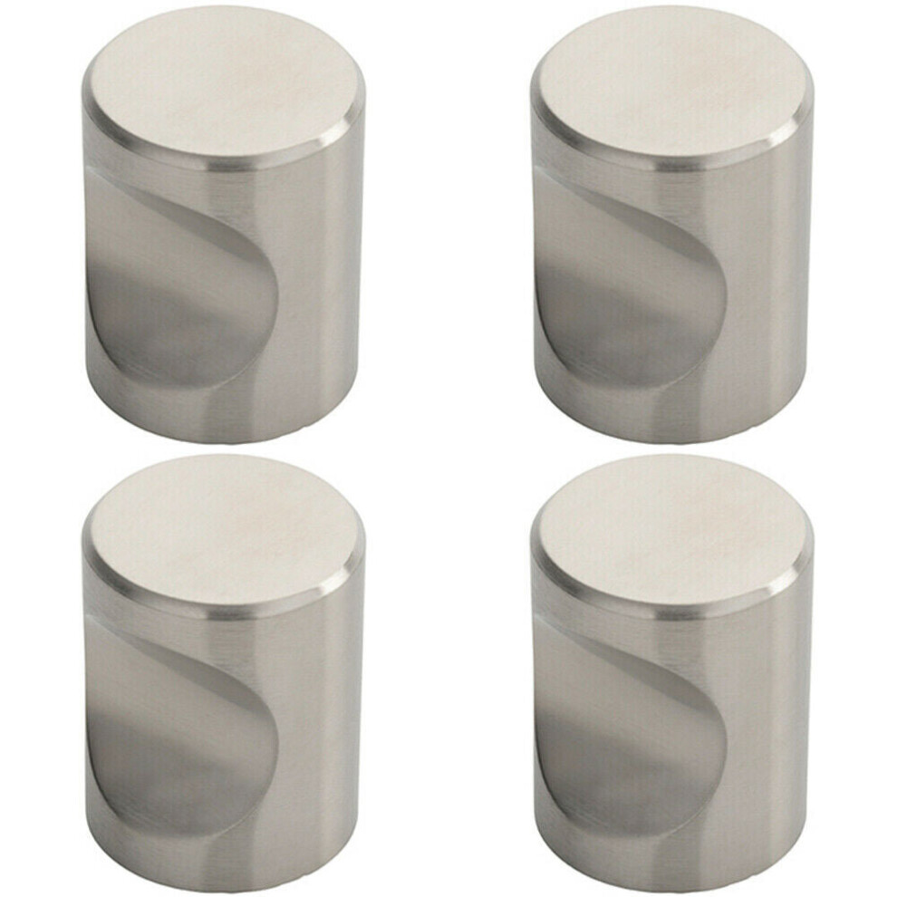 4x Cylindrical Cupboard Door Knob 30mm Diameter Stainless Steel Cabinet Handle