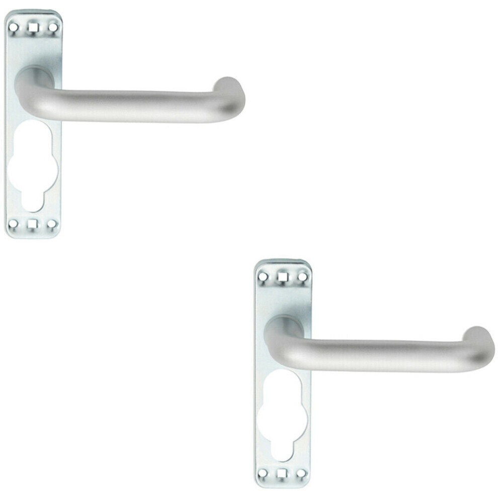 2X Pair Safety Lever On Inner Backplate 152Mm Door Handle Satin Aluminium 5056492591545