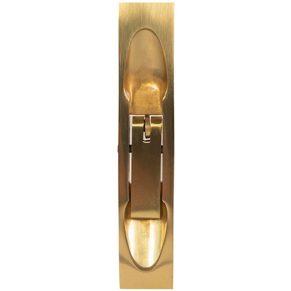 Loops Lever Action Flush Door Bolt With Flat Keep Plate 204 X 20Mm Polished Brass