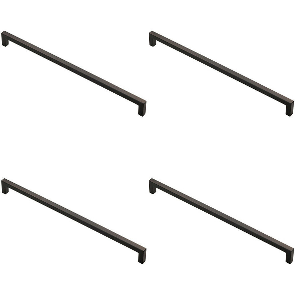 4x Square Block Handle Pull Handle 330 x 10mm 320mm Fixing Centres Matt Black