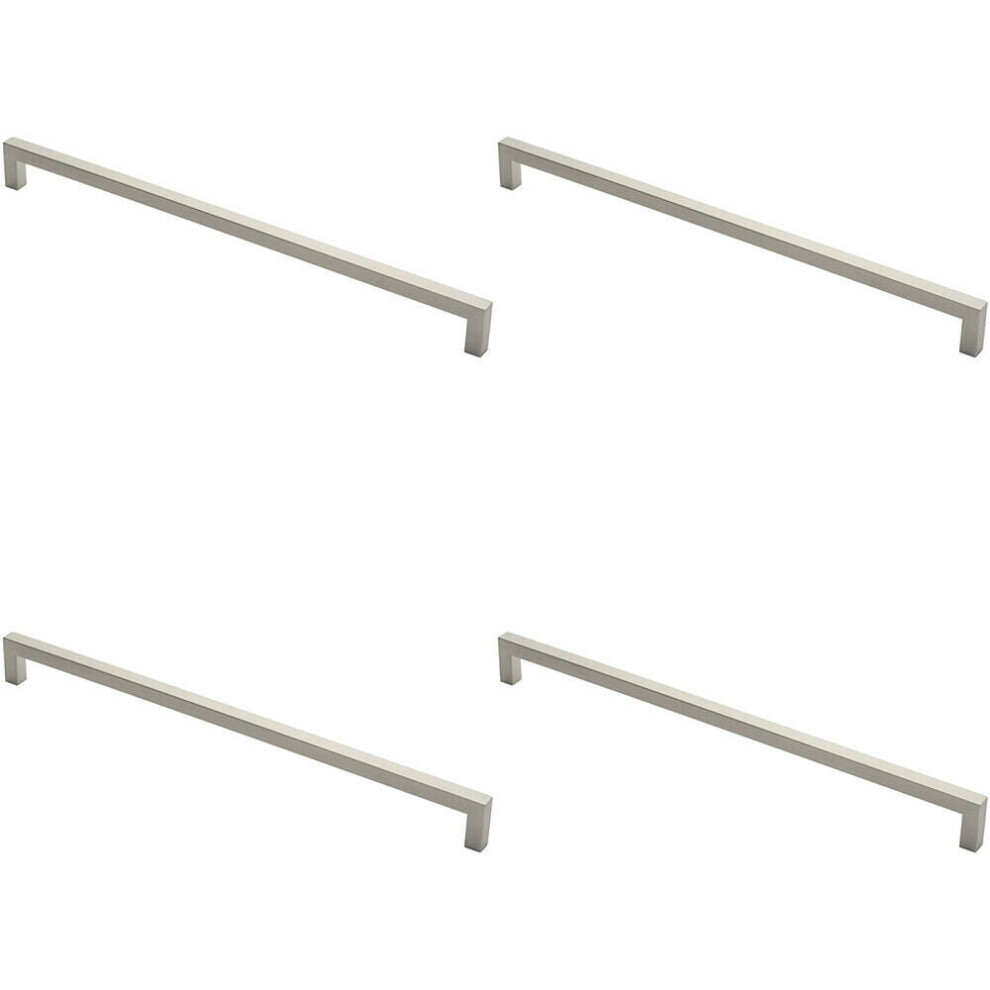 4x Square Mitred Door Pull Handle 619 x 19mm 600mm Fixing Centres Satin Steel