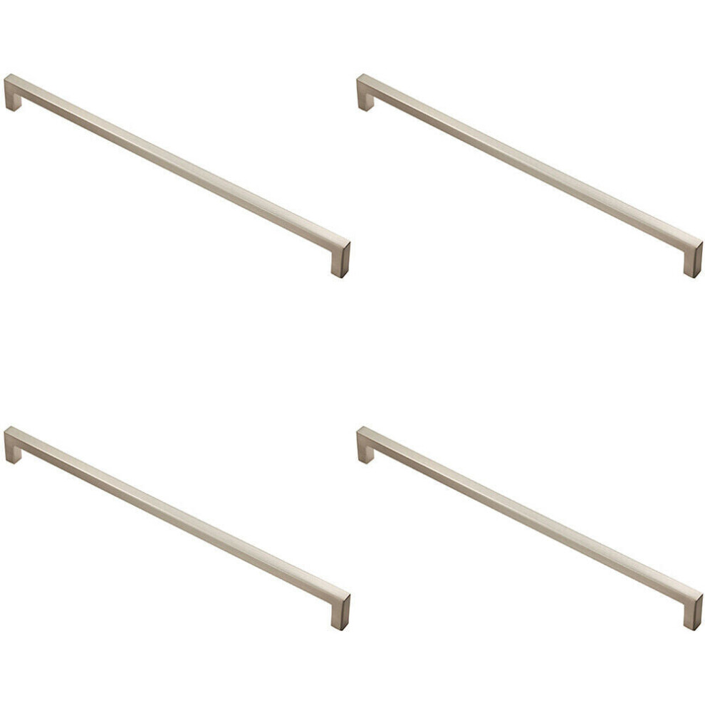 4x Square Block Handle Pull Handle 330 x 10mm 320mm Fixing Centres Satin Nickel