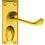 Loops PAIR Victorian Scroll Handle on Privacy Backplate 118 x 43mm Polished Brass 1