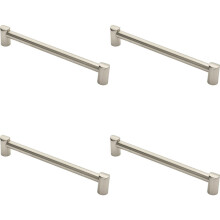 4x Round Tube Pull Handle 244 x 16mm 224mm Fixing Centres Satin Nickel
