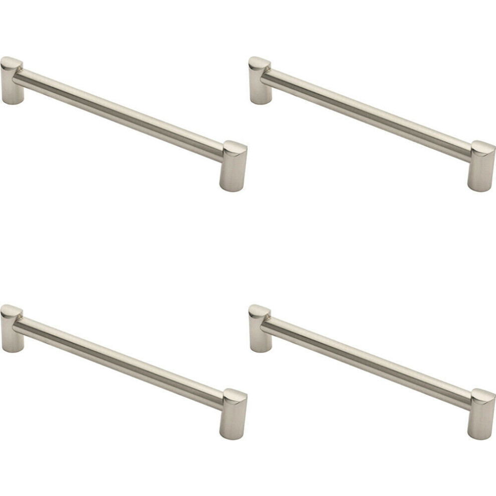 4X Round Tube Pull Handle 244 X 16Mm 224Mm Fixing Centres Satin Nickel