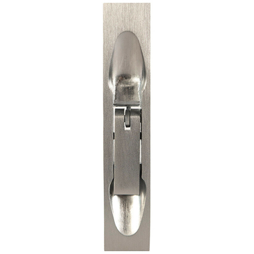 Lever Action Flush Door Bolt with Flat Keep Plate 204 x 20mm Satin Chrome