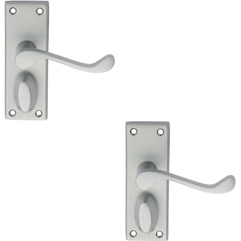 2X Pair Victorian Scroll Handle On Privacy Backplate 118 X 43Mm Satin Chrome 5056492596212