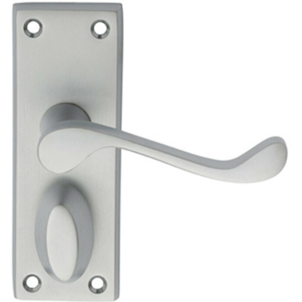 Pair Victorian Scroll Handle On Privacy Backplate 118 X 43Mm Satin Chrome 5056492579321