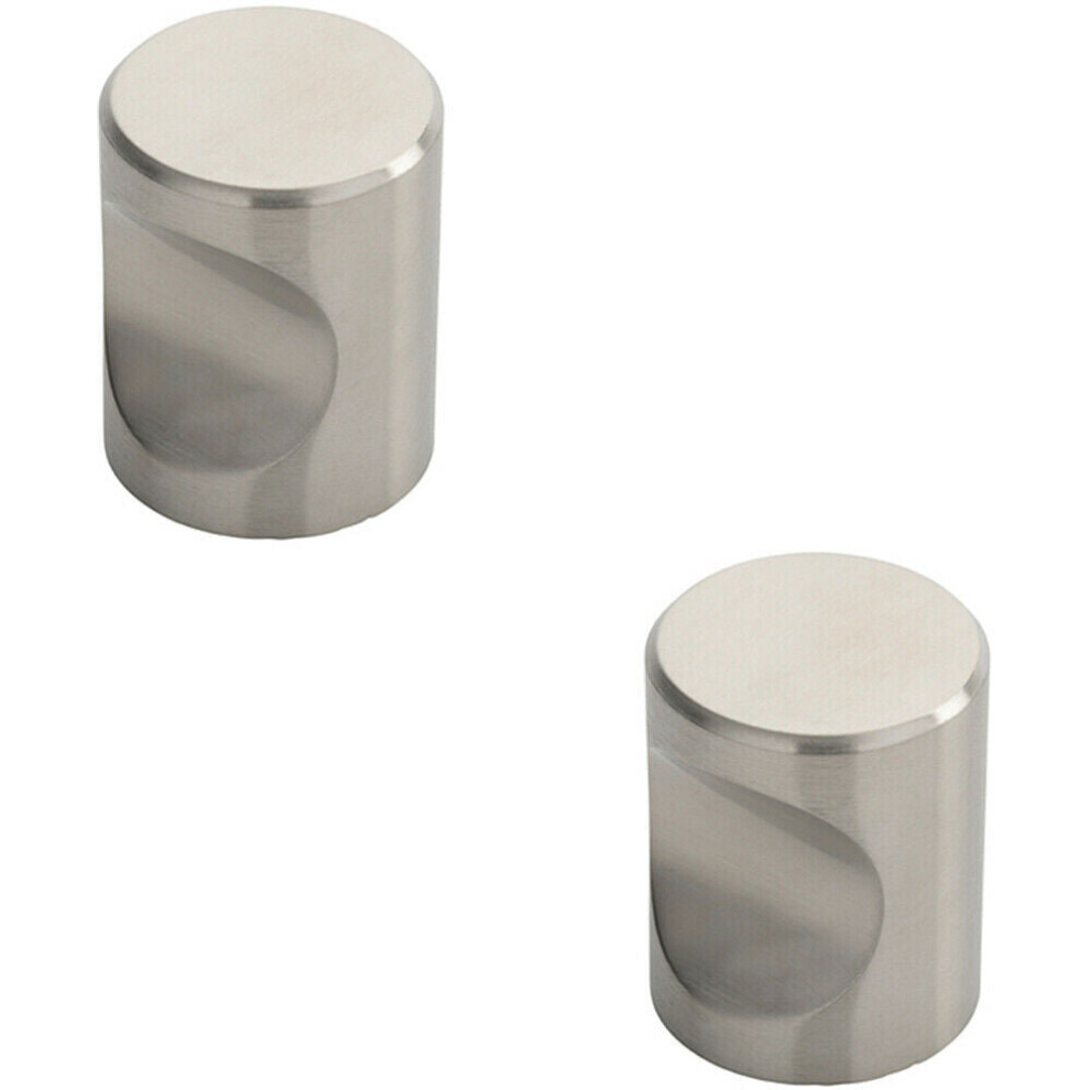 2x Cylindrical Cupboard Door Knob 30mm Diameter Stainless Steel Cabinet Handle