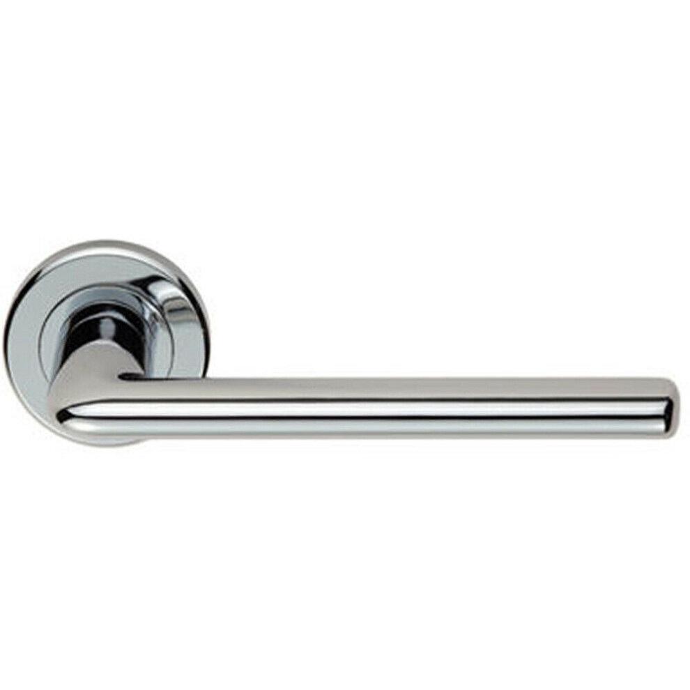 Loops Pair Slimline Straight Bar Lever On Round Rose Concealed Fix Polished Chrome