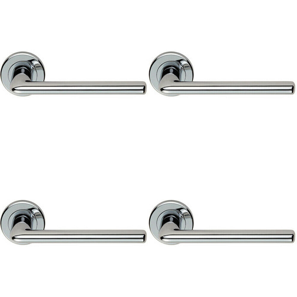 Loops 4X Pair Slimline Straight Bar Lever On Round Rose Concealed Fix Polished Chrome