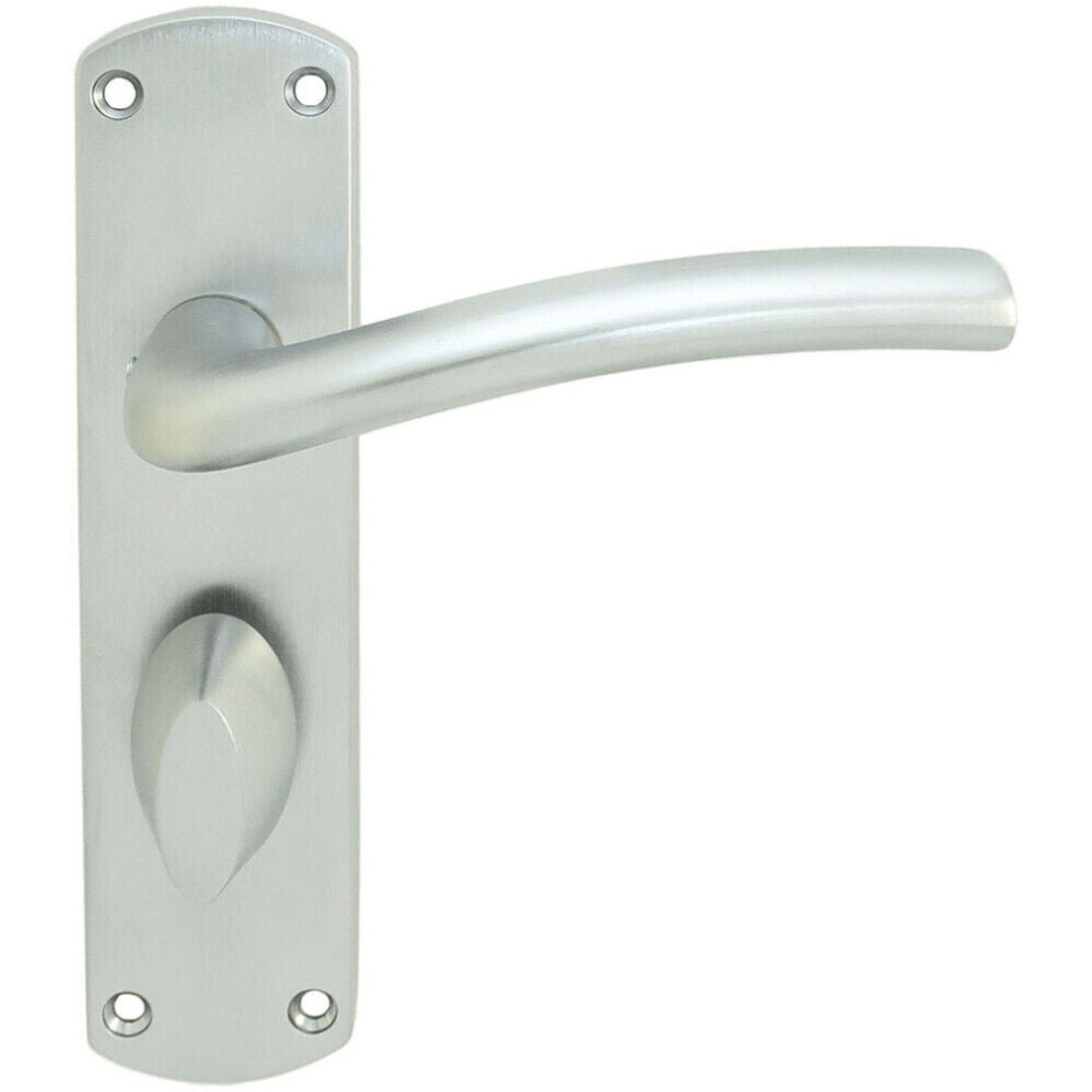 Rounded Curved Bar Handle on Bathroom Backplate 170 x 42mm Satin Chrome