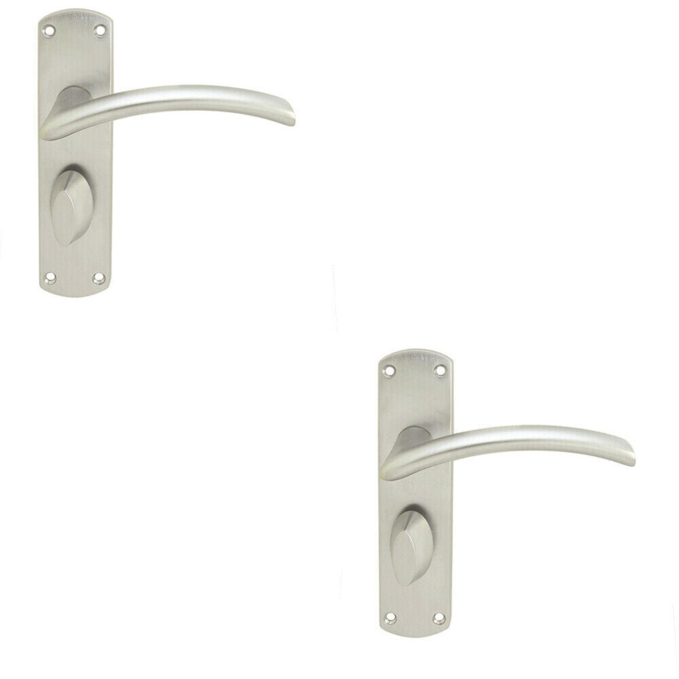 2X Arched Lever On Bathroom Backpalte Door Handle 170 X 42Mm Satin Chrome 5056492595130