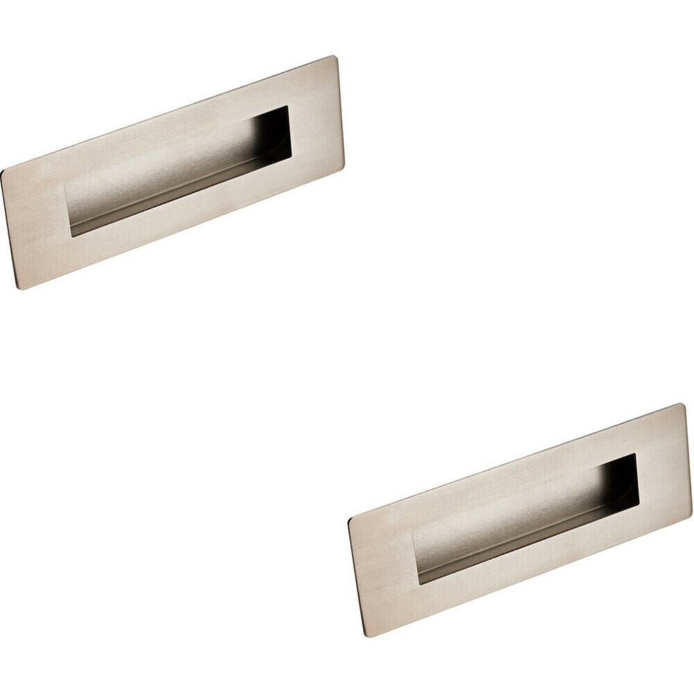2X Recessed Sliding Door Flush Pull Handle 180 X 60Mm Satin Stainless Steel 5056492590746