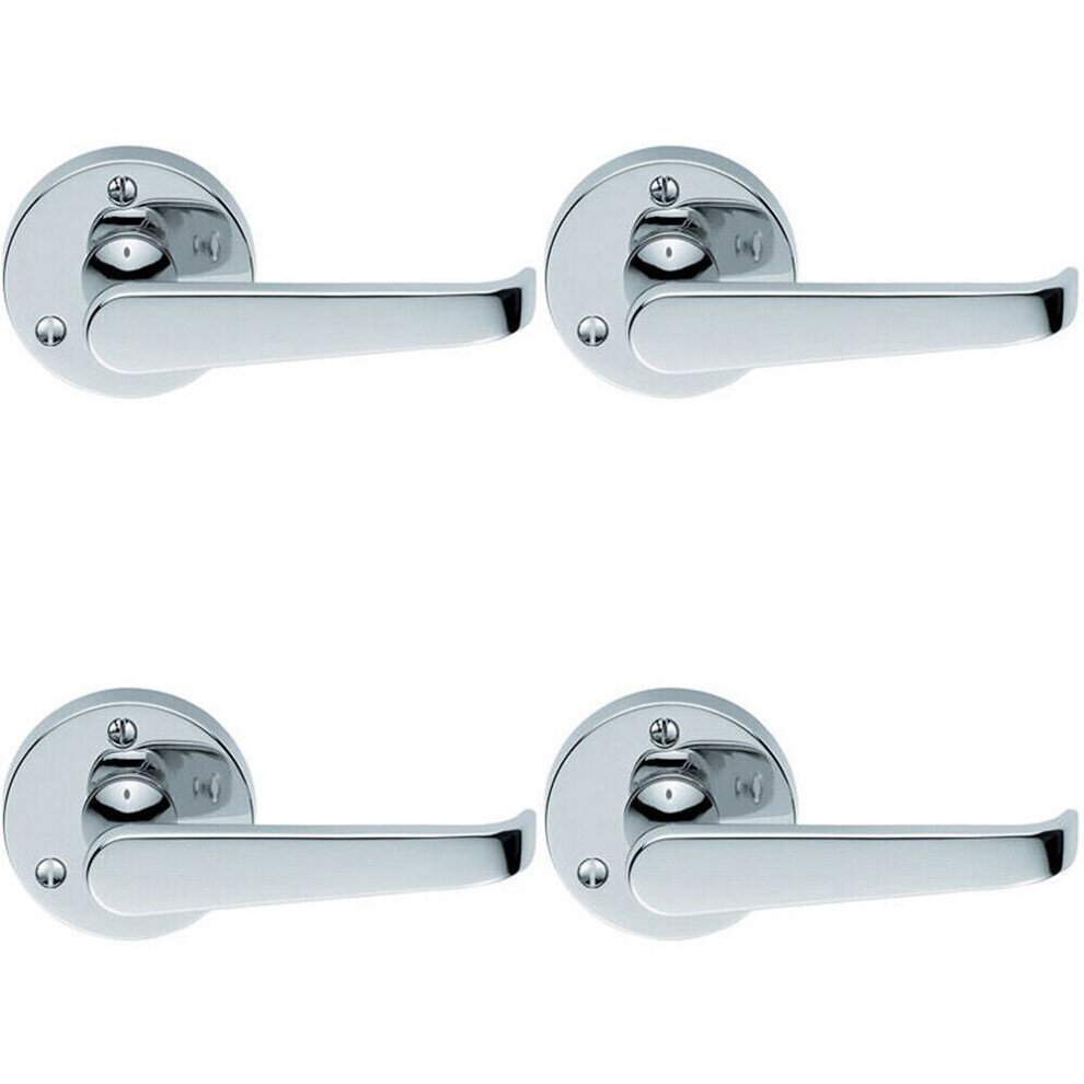 4X Pair Victorian Straight Shaped Lever On 59Mm Round Rose Chrome Handle