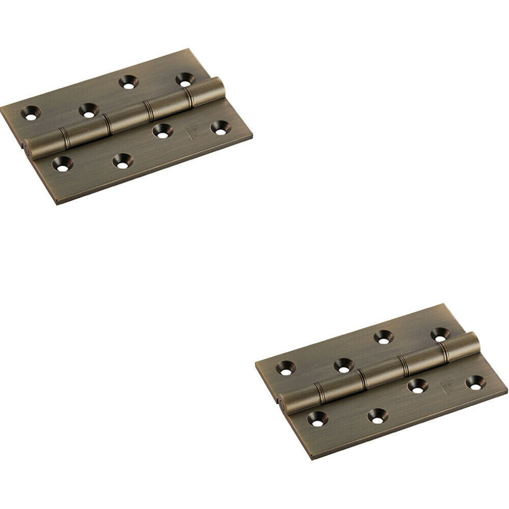 2X Pair 102 X 67 X 4Mm Brass Washered Butt Hinge Antique Brass Internal Door 5056492594478