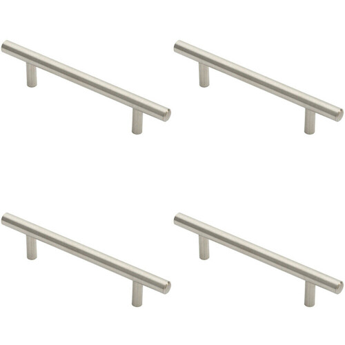 Loops 4x Round T Bar Pull Handle 146 x 10mm 96mm Fixing Centres Stainless Steel