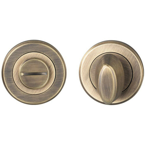 Loops Thumbturn Lock and Release Handle Beveled Edge Concealed Fix Antique Brass