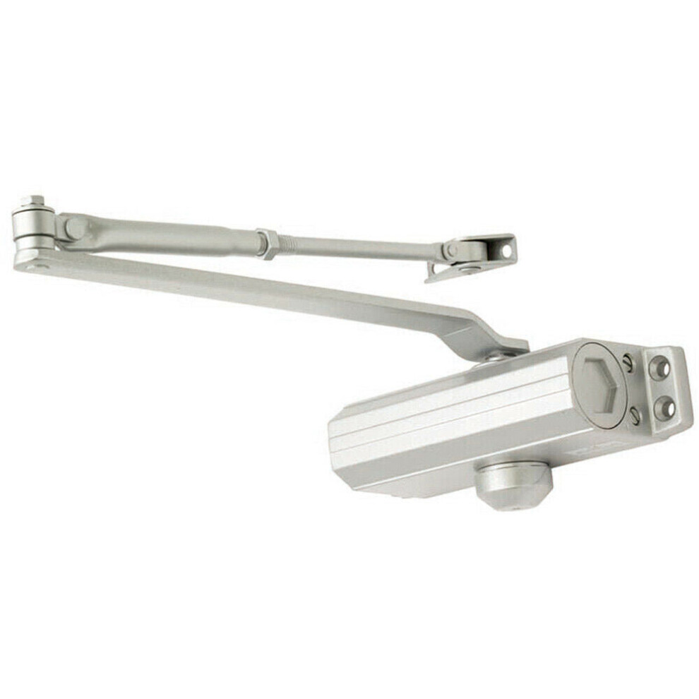 Fixed Power Overhead Door Closer 180 Degree Opening 60kg Doors Silver