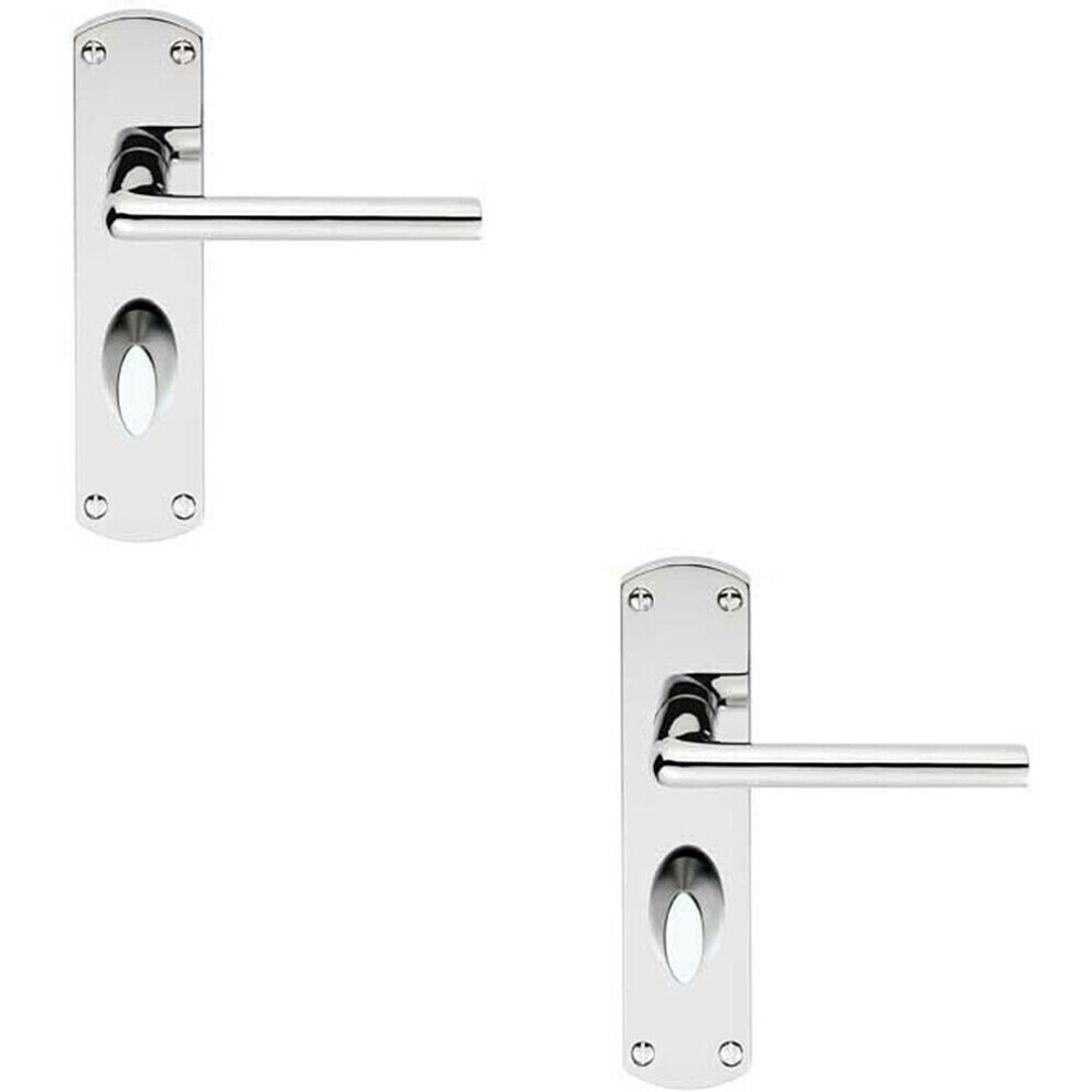 2x Rounded Straight Bar Handle on Bathroom Backplate 170 x 42mm Polished Chrome